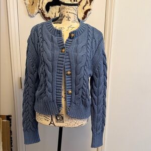 Abercrombie & Fitch Blue Cable Knit Cardigan